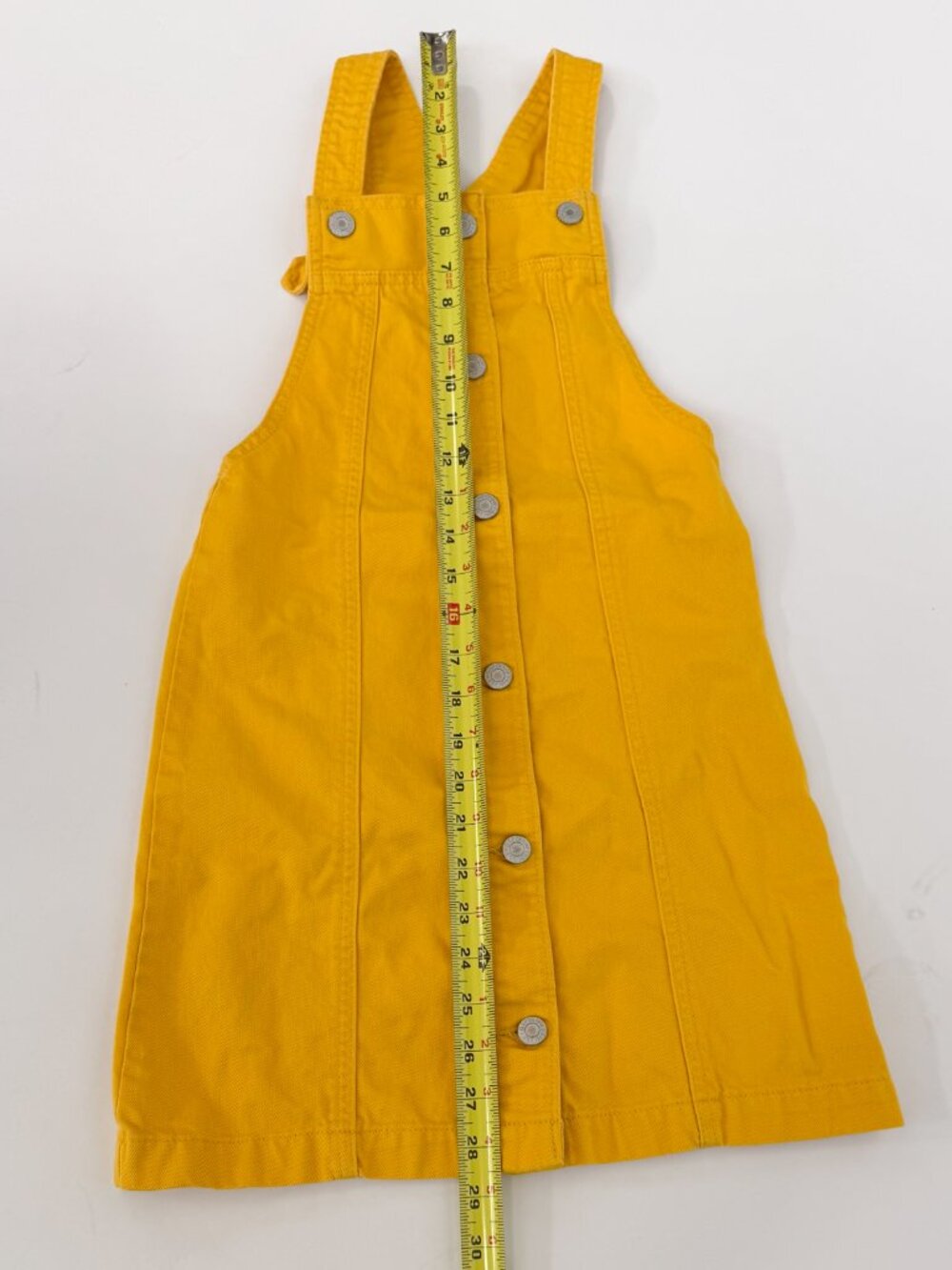 GAP Kids Girls Yellow Denim Overall Dress Large Adjustable Like New - Picture 4 of 4